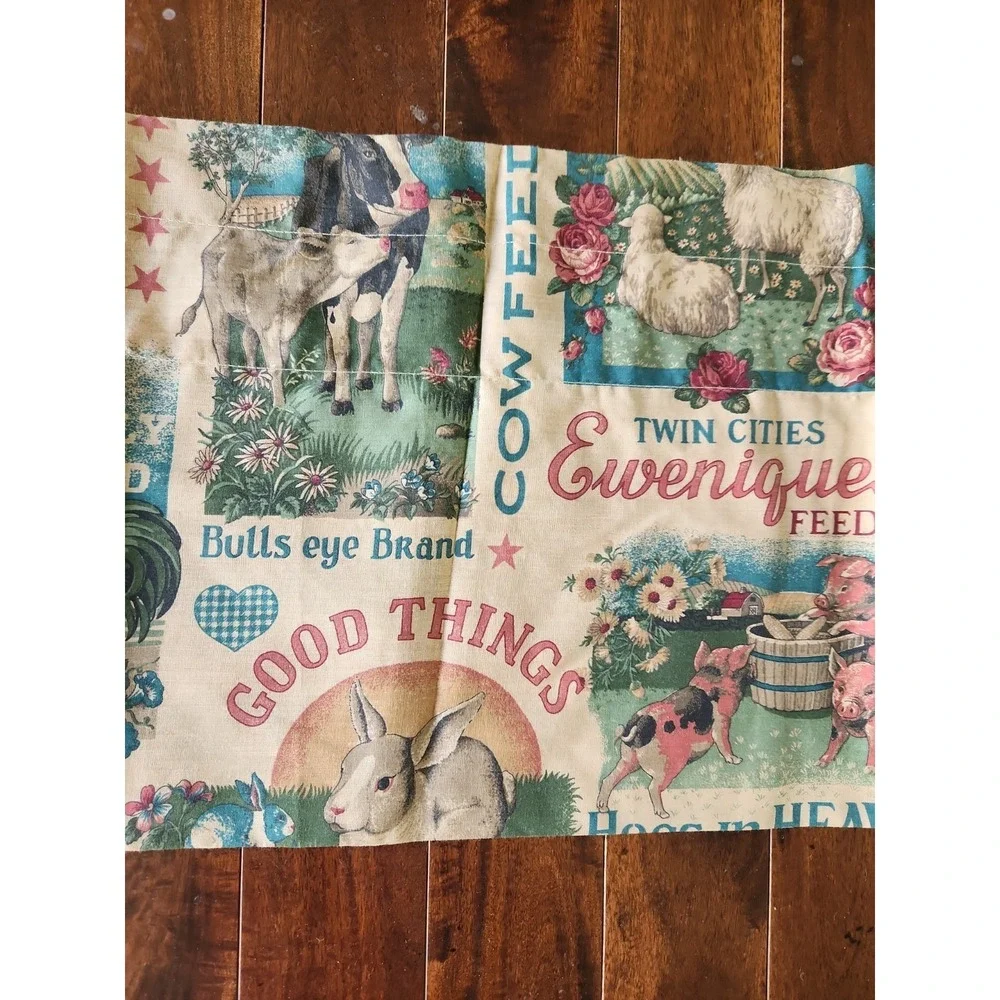 Vtg Fabric Valance Country Farm Cow Pig Cottagecore Joann Kessler 69